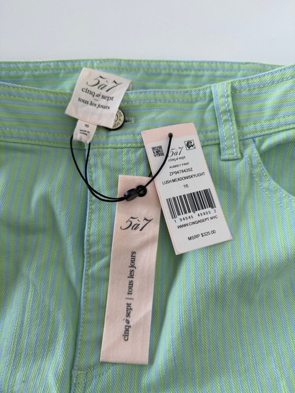 NWT Cinq a Sept Aubrey Pant Striped Cropped Size 16 - Picture 5 of 9